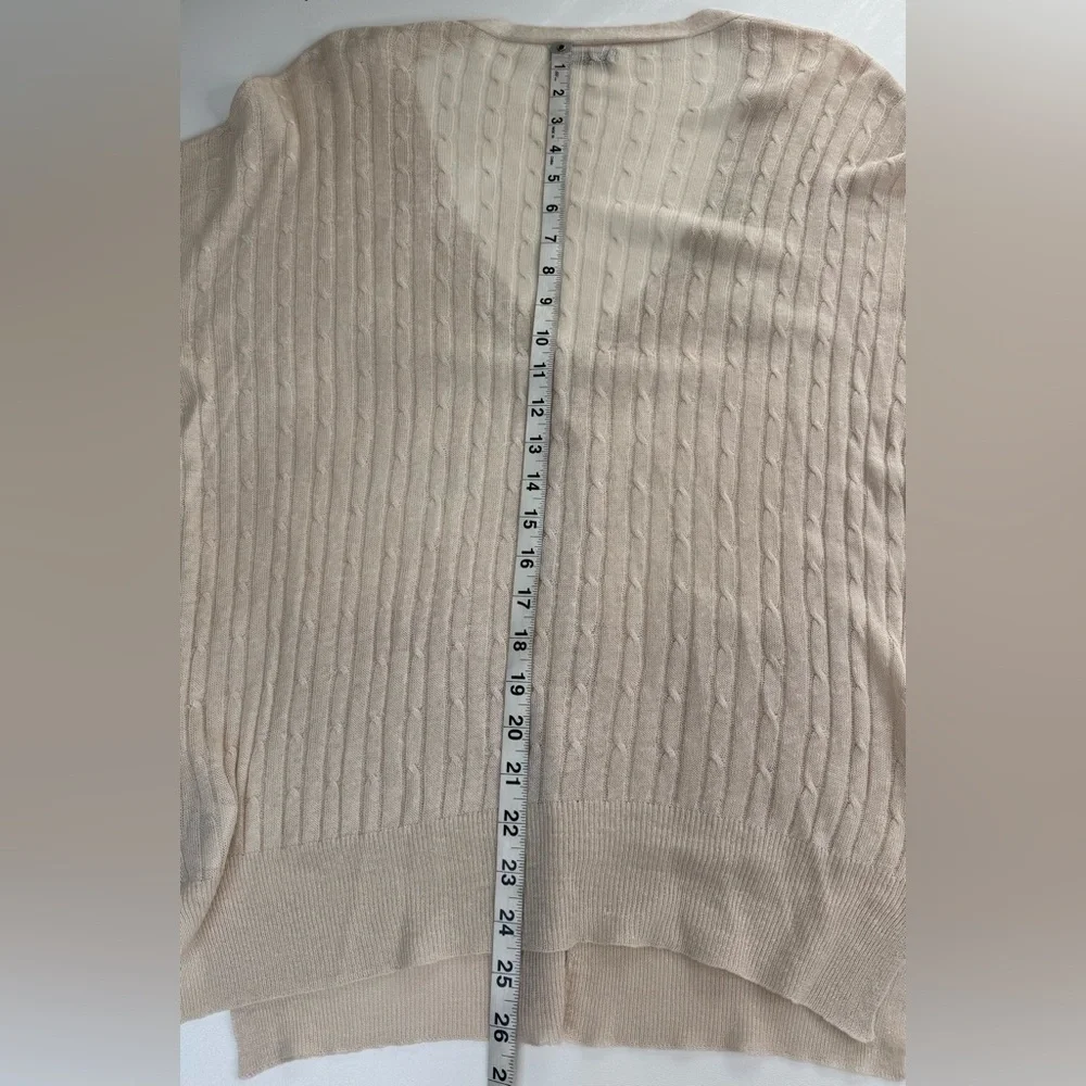 Olivia Sky Linen Blend V Neck Long Line Cable Knit Sweater Size 1X